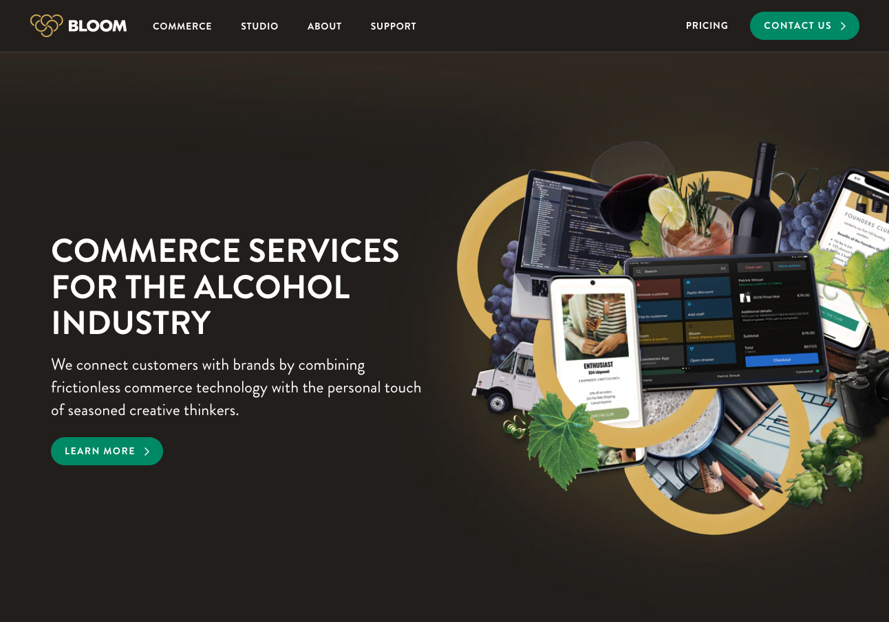 Bloom.wine commerce platform marketing site