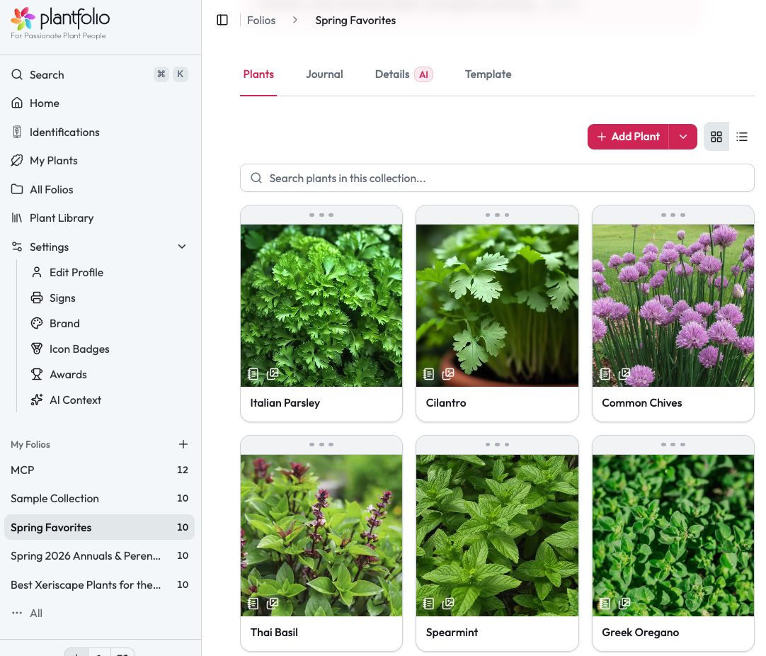 Plantfolio plant management dashboard